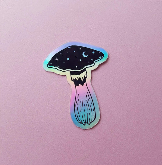 Holographic Cosmic Mushroom Vinyl Sticker