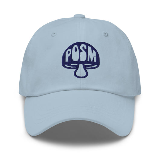 POSM Mushroom Logo Dad Hat, Light Blue