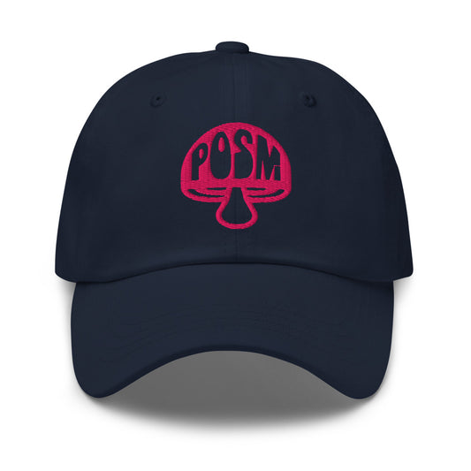 POSM Mushroom Logo Dad Hat, Navy Blue