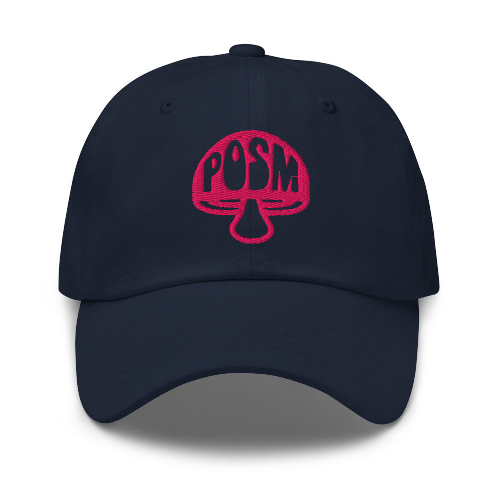 POSM Mushroom Logo Dad Hat, Navy Blue